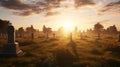 Eerily Realistic Sunrise In An Old Graveyard: Immersive Octane Render