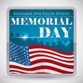 Graveyard View Button for Memorial Day Commemoration, Vector Illustration Royalty Free Stock Photo