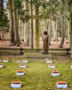 Graveyard with war graves of fallen soldiers at a cross in Gelbensande. Germany