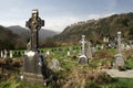 Graveyyard at St. Kevin`s Monastary Ruins in Glendalough Valley, Wicklow Mountains National Park, Wicklow Ireland Royalty Free Stock Photo