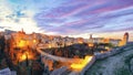 Gravina in Puglia ancient town, bridge and canyon at sunrise Royalty Free Stock Photo