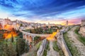 Gravina in Puglia ancient town, bridge and canyon at sunrise Royalty Free Stock Photo