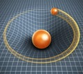 Gravity 3d illustration - object affecting space / time and other objects motion Royalty Free Stock Photo