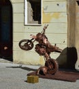 Bronze Motorbike statue Prague czech republic