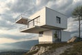 Gravity defying cube house minimalist architectural surrealism in a striking conceptual design, surrealism - generated by ai