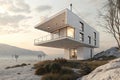 Gravity defying cube house minimalist architectural surrealism in a striking conceptual design, surrealism - generated by ai