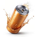 Gravity defying energy drink can with floating elements