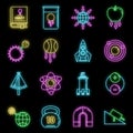 Gravity force icons set vector neon