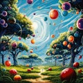 Gravity Groves - Orchard where fruits orbit trees like mini planets