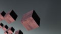 Gravity metal rust cube abstract background 3d animation