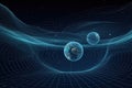 Gravity planet earth, gravitational waves concept. Physical and technology background. Design with gravity grid and