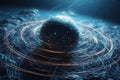 Gravity planet earth, gravitational waves concept. Physical and technology background. Design with gravity grid and