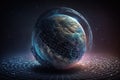 Gravity planet earth, gravitational waves concept. Physical and technology background. Design with gravity grid and