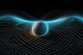 Gravity planet earth, gravitational waves concept. Physical and technology background. Design with gravity grid and