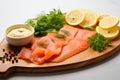 Gravlax, Scandinavian cured salmon on the white background Royalty Free Stock Photo