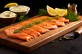 Gravlax, Scandinavian-style cured salmon, served with a creamy mustard-dill sauce Royalty Free Stock Photo