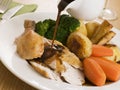 Gravy being Poured over a plate of Roast Chicken Royalty Free Stock Photo