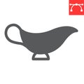 Gravy boat glyph icon, kitchen and bowl, sauce boat sign vector graphics, editable stroke solid icon, eps 10.