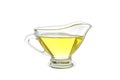 Gravy boat with olive oil isolated on background