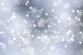 Gray abstract background. white bokeh snowflakes blurred beautiful shiny lights. use for Merry Christmas, happy new year wallpaper Royalty Free Stock Photo