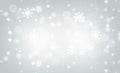 Gray abstract background. white light and snowflakes bokeh winter for Christmas new year blurred beautiful shiny lights Royalty Free Stock Photo