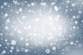 Gray abstract background. white light and snowflakes bokeh winter for Christmas new year blurred beautiful shiny lights Royalty Free Stock Photo