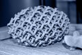 Gray abstract model object printed on 3d printer from powder close-up Royalty Free Stock Photo