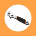 Gray adjustable end wrench on the background