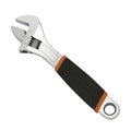 Gray adjustable end wrench on the white background