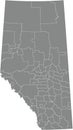 Gray administrative map of ALBERTA, CANADA