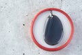 Gray agate pendant in a red box