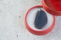 Gray agate pendant in a red box Royalty Free Stock Photo