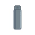 Gray aluminum water bottle with white background