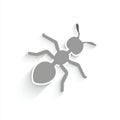 Gray Ant Silhouette with Long Shadow on White Background Royalty Free Stock Photo