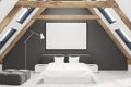 Black attic bedroom interior