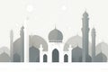 A gray background with a mosque and the words ramadan. AI generation Royalty Free Stock Photo