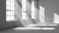 Gray background for product presentation with shadow and light from windows. Generative Ai Royalty Free Stock Photo