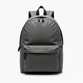 Gray backpack with front pocket and zippers on white background Royalty Free Stock Photo