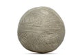 Gray ball of yarn on a white background. For knitting by hand on knitting needles. Royalty Free Stock Photo