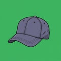 Gray baseball cap illustration on a solid green background. The cap features detailed Royalty Free Stock Photo