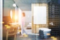 Gray bathroom and a bedroom, poster toned Royalty Free Stock Photo