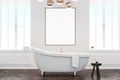 Gray bathroom interior with poster Royalty Free Stock Photo