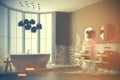 Gray bathroom interior, tub and sink, side toned Royalty Free Stock Photo