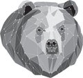 Gray bear portrait. Abstract low poly design