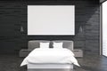 Gray bedroom interior, poster, front Royalty Free Stock Photo