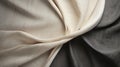 Gray And Beige Cotton Fabric With Creased Linen Texture