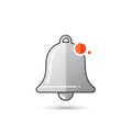 Gray bell icon on a white background with a minimalist design. Features a small red Royalty Free Stock Photo
