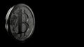 Gray bitcoin gold coin Isolated with black background bit-coin 3d render isolated illustration, cryptocurrency, crypto, business,