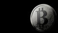 Gray bitcoin silver coin Isolated with black background bit-coin 3d render isolated illustration, cryptocurrency, crypto, business