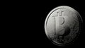 Gray bitcoin silver coin Isolated with black background bit-coin 3d render isolated illustration, cryptocurrency, crypto, business